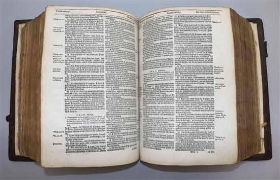 A King James I bible 1613-18, imprinted at London by Robert Barker, quarto, some losses